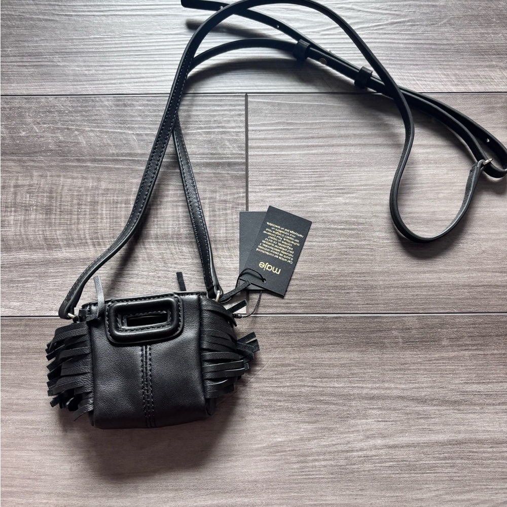 New Latest MAJE black mini leather bag/ crossbody - Picture 3 of 3